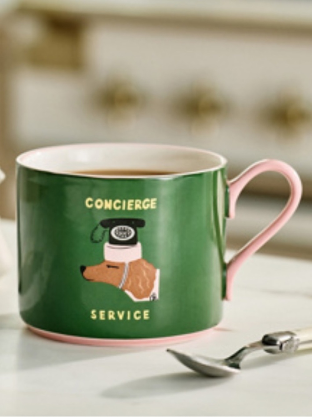 ANTHROPOLOGIE NWT Nephtys foster stoneware hotel dog mug. -green